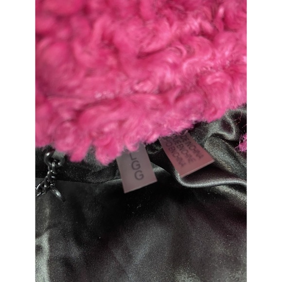 Calvin Klein Pink Faux Fur Coat Women Size Large Black Lined Jacket - Picture 10 of 15